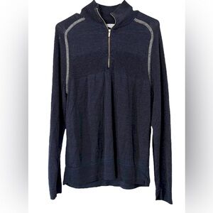 Smartwool Men’s 1/4 Zip Sweater Navy &Gray Size Medium Merino Wool Blend *Read